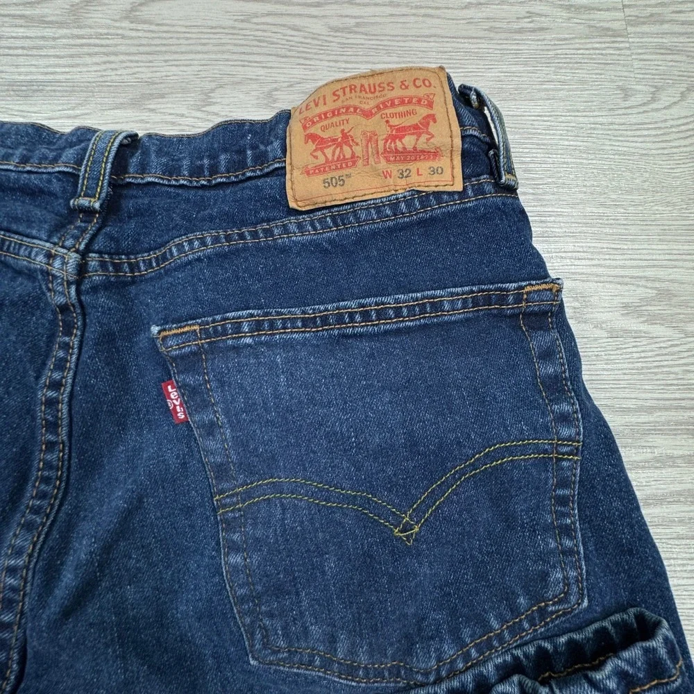 Levi's Mens Jeans 505 Regular Fit Dark Wash Straight Leg Denim Blue 32x30 Rugged